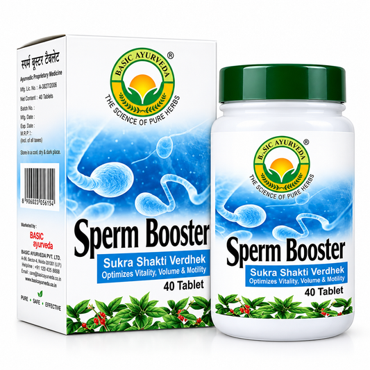 Basic Ayurveda Sperm Booster Sukra Shakti Vardhak (Optimize Vitality, Volume & Motility) 40 Tablet