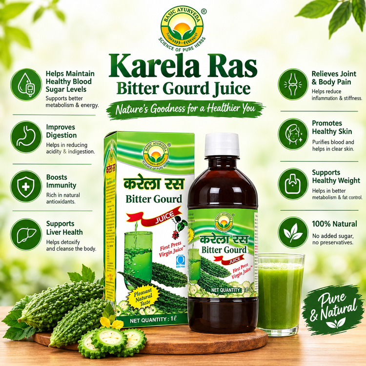 Basic Ayurveda Bitter Gourd(Karela) Juice | | Immunity and Digestion Booster | Helps in maintaining blood sugar level | Helps in weight loss | Useful for glowing skin | Control Cholesterol Level.