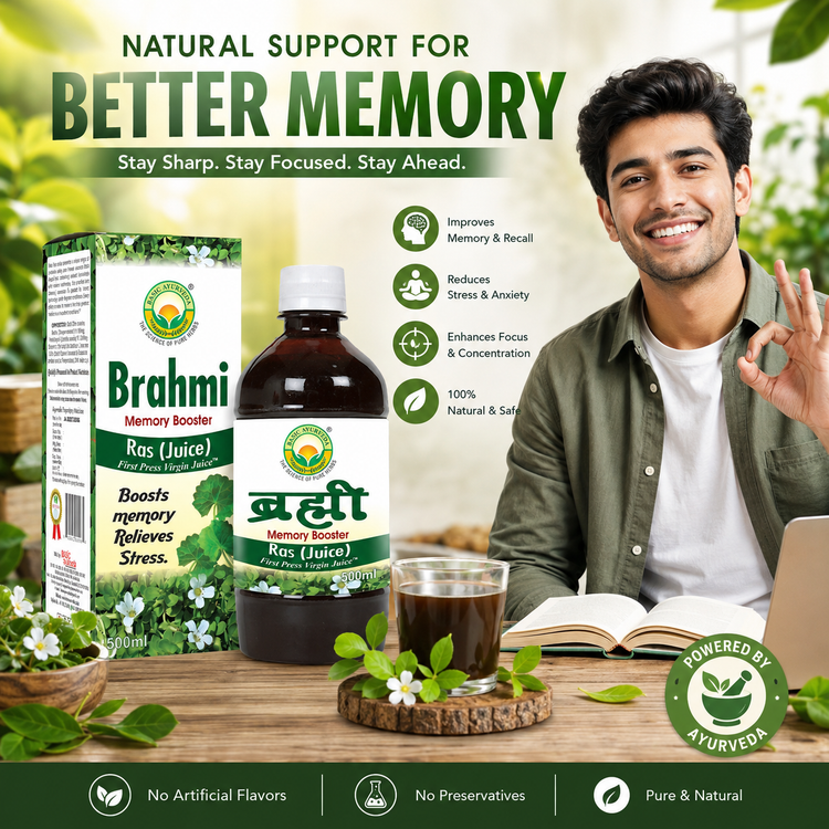 Basic Ayurveda Brahmi Ras (Juice)Memory Booster | Herbal Juice | Improve concentration | Improve the retention of memory | Prevent epilepsy attacks | Active sense of humor | Improve mental cognition.