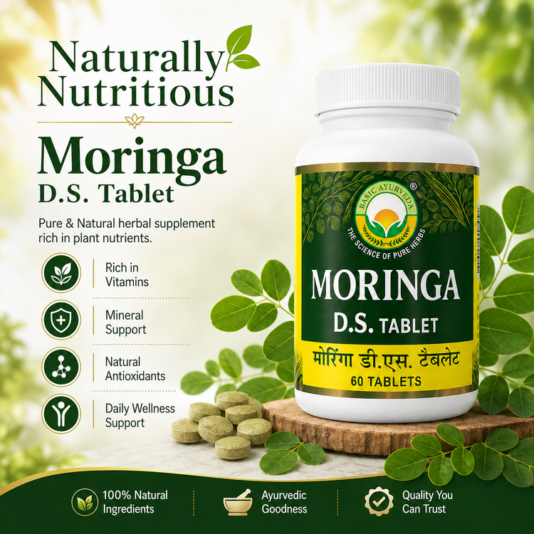 Basic Ayurveda Moringa D.S. Tablets 500mg | Pure Sahjan (Moringa Oleifera) Herbal Ayurvedic Supplement | Moringa Leaf Tablets for Men & Women | Daily Wellness Nutrition Supplement | 60 Tablets