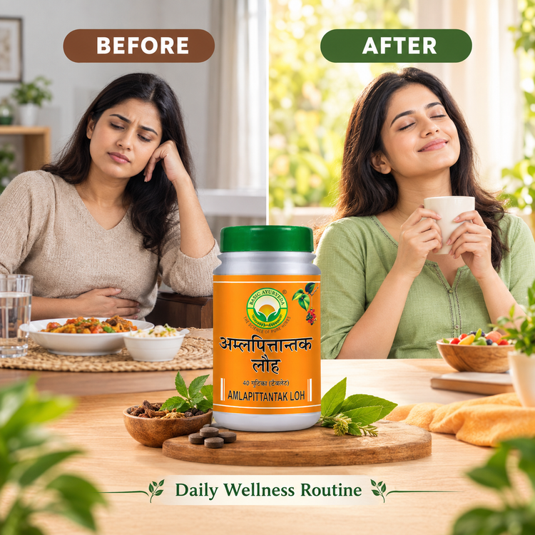Basic Ayurveda Amalpitanytak Loh 40 Tablet | Helpful for Acidity | Helpful in Gastritis | Helpful in Vomiting | Helpful in Abdominal Pain.