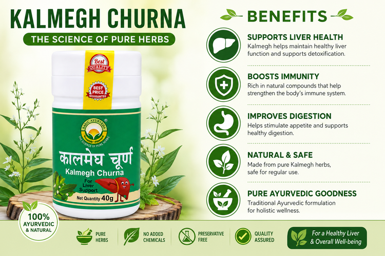Basic Ayurveda Kalmegh Churna 40 gm| Herbal Liver Support Powder | Supports Liver Wellness, Digestion & Immunity | Natural Detox Ayurvedic Churna | Traditionally Used for Healthy Liver Function & Overall Vitality
