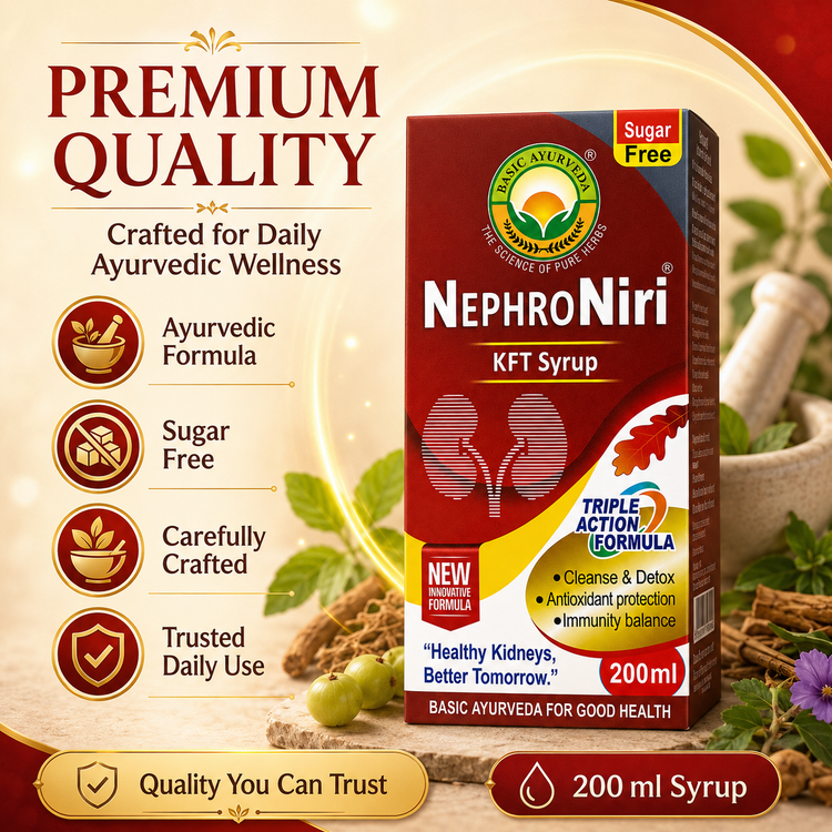 NEPHRO Niri KFT Syrup 200ml | Ayurvedic Kidney Support Formulation | Supports Kidney & Urinary Tract Health | Helps Maintain Natural Detox & Fluid Balance | Antioxidant Support | Sugar Free Herbal Syrup | Traditional Ayurvedic Wellness