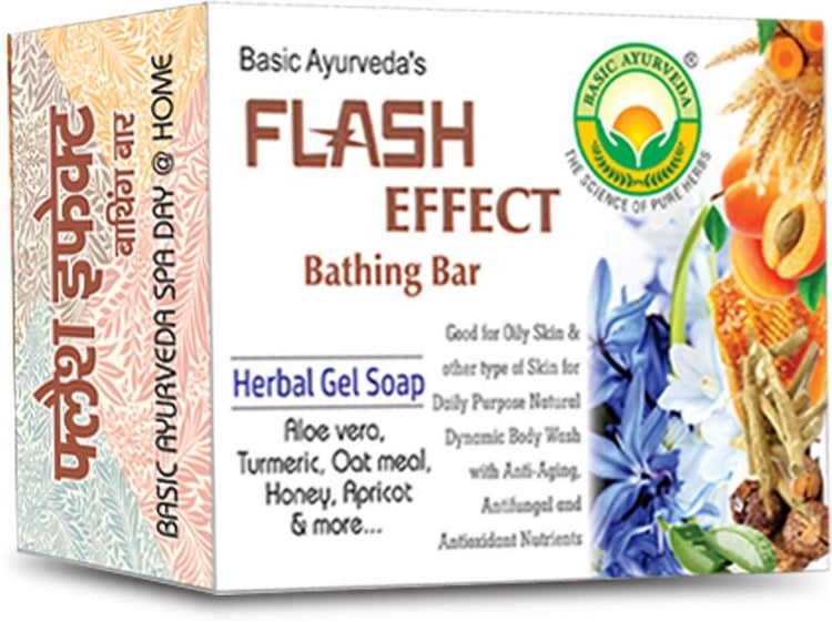 Basic Ayurveda Flash Effect Herbal Bathing Bar Soap 75 gm | Ayurvedic Gel-Based Body Cleanser | Refreshing Herbal Skin Care Soap for Daily Use