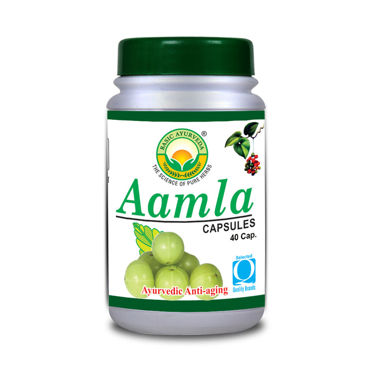 Basic Ayurveda Aamla Capsules (40 Capsules) | Helpful for digestion | Helpful for skin problems | Helpful in constipation problem | Helps to Promotes hair growth & Eyesight Strengthener.