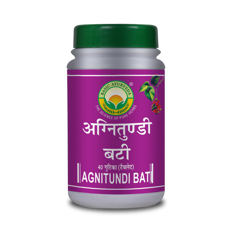 Basic Ayurveda Agnitundi Bati 40 Tablet | Helpful for weak intestine | Helpful for gas-related problem | Helpful in gas, flatulence, and constipation | Helpful in stomach pain.