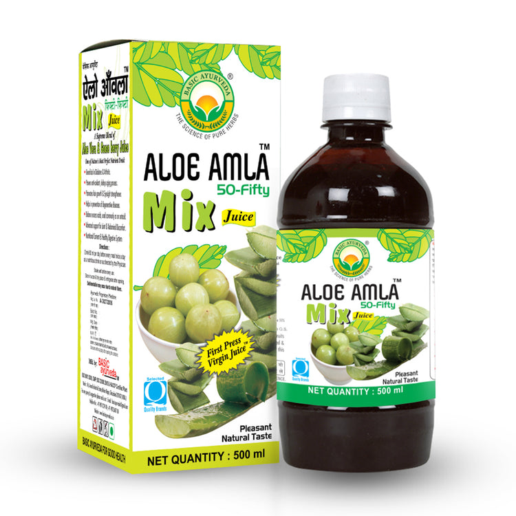 Basic Ayurveda Aloe Amla 50-Fifty Mix Juice |  Aloe Amla 50-Fifty Mix Juice | Boosts Immunity | No Added Sugar | Weight Management | Beauty Needs | Helps Flush Out Toxins.