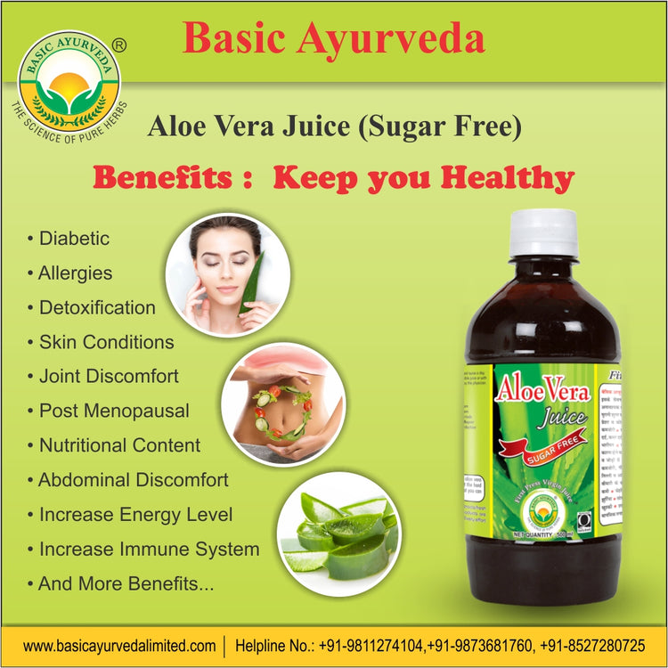 Basic Ayurveda Aloe Vera Juice (Sugar Free)  | Control Cholesterol Levels | Beauty Needs | Flush Out Toxins | Ayurvedic Juice for weight loss | Useful in Abdominal pain