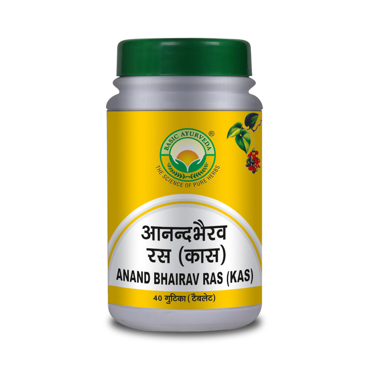 Basic Ayurveda Anand Bhairava Rasa (Kas) 40 Tablet | Helps to improve immunity | Helps to improve stamina | Helpful for Vata related problems | Helpful for Cough and Cold.