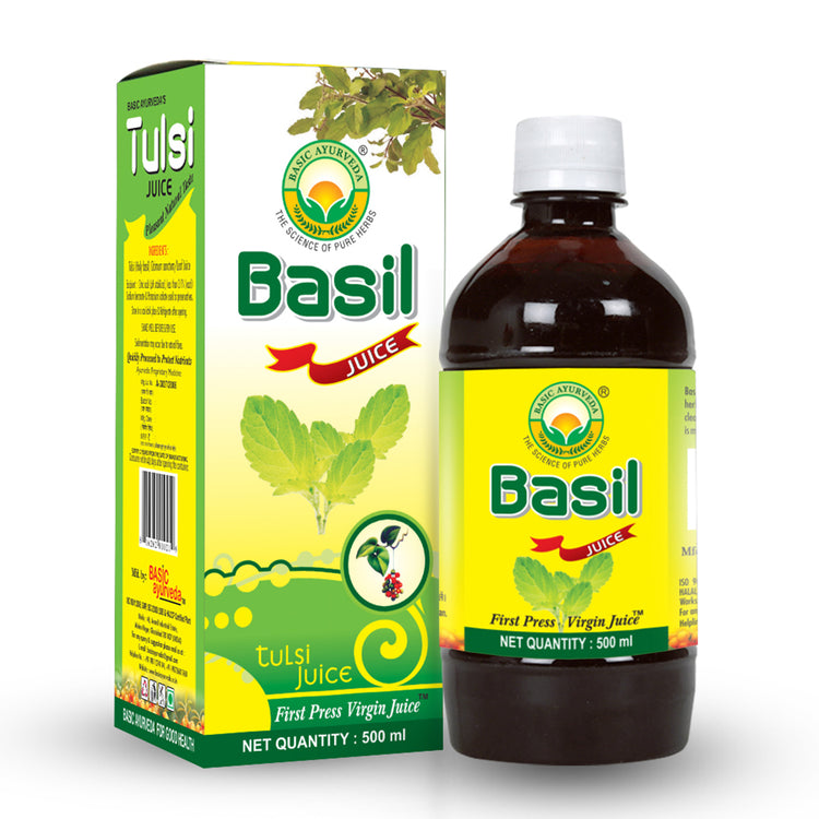 Basic Ayurveda Basil (Tulsi) Juice | 100% Organic Natural Herbal Juice | Helps Boost Immunity | Tulsi | Improve digestion | Blood purifier | skin related problems | Useful in Mouth Infection.