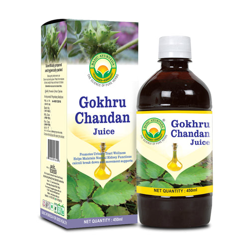 Basic Ayurveda Gokhru Chandan Juice | Maintain normal Kidney Function | Promotes Urinary tract wellness | There are asbestos and gallstones | Increasing urine and cleansing.