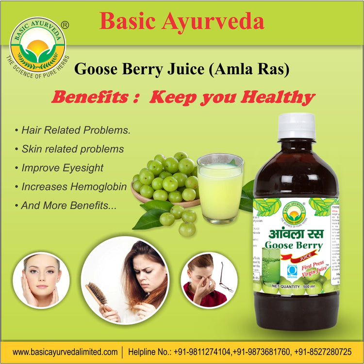 Basic Ayurveda Goose Berry Juice(Amla Ras)  | Increases the Muscle Tone | Advanced support for heart | Improves Eyesight | Strengthens Teeth, Nails | Increases Hemoglobin.