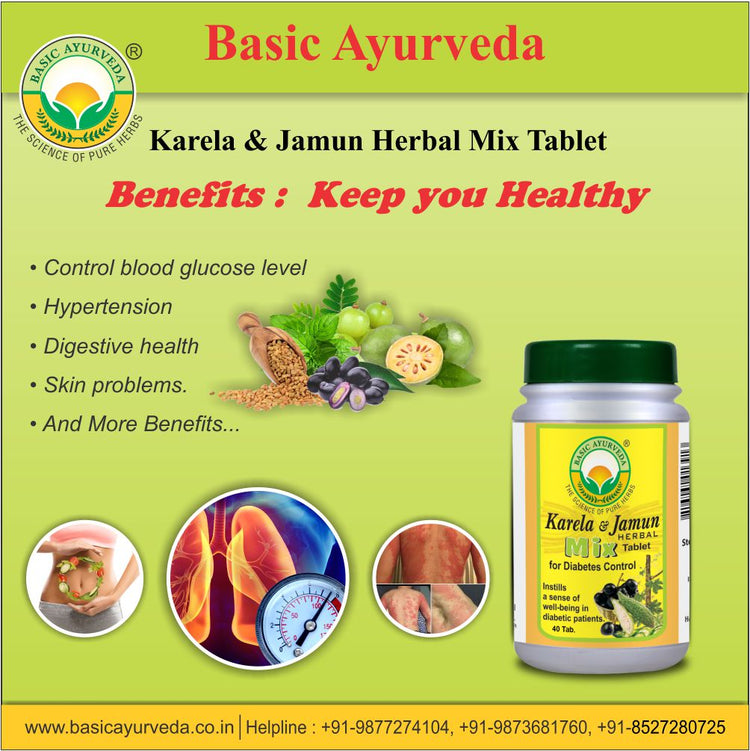 Basic Ayurveda Karela & Jamun Herbal Mix 40 Tablet