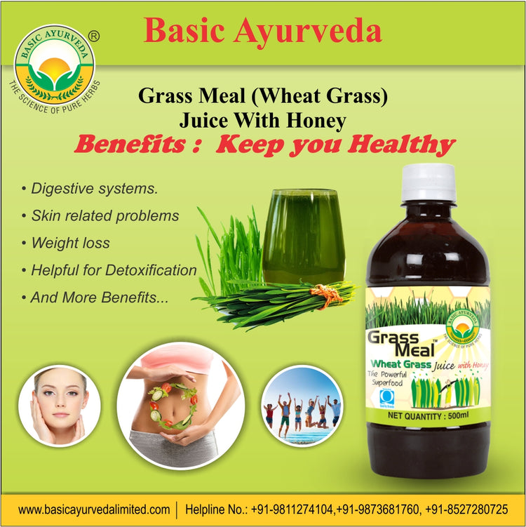 Basic Ayurveda Grass Meal (Wheat Grass) Juice (With Honey)  | Reduces Weakness | Activate your Digestive System | Clean & Detoxify the Blood | Improvement in Sleeping Pattern | Make your Skin Fresh and Shiny.