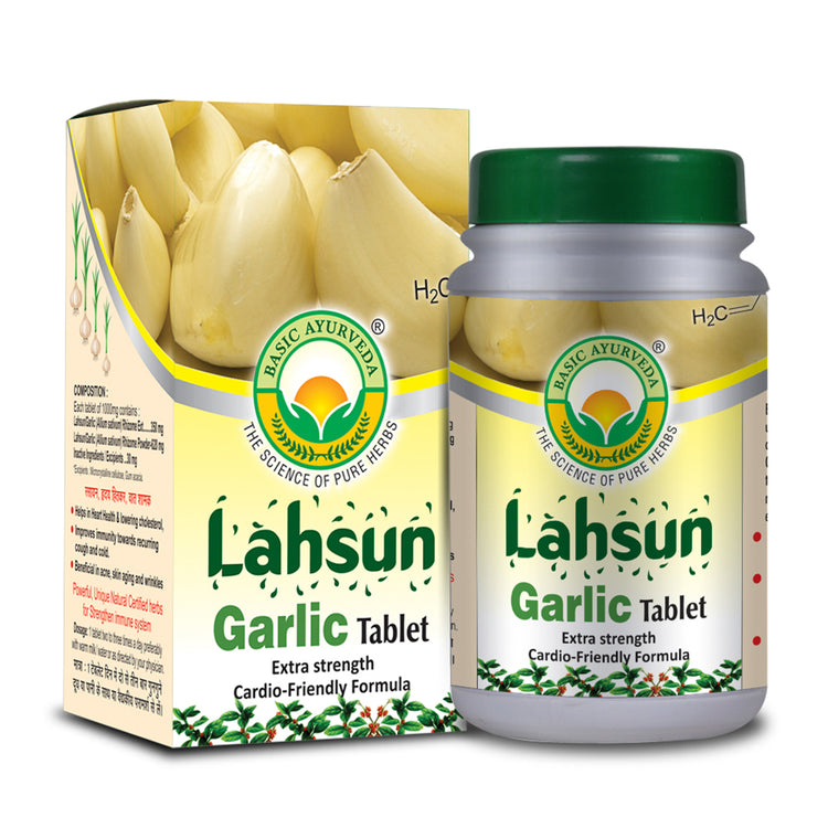 Basic Ayurveda  Lahsun (Garlic) Tablet (40 Tablet) | Helps to Maintain cholesterol level | Helpful for hypertension | Helps to Improve heart health | Helps to Improve heart health |