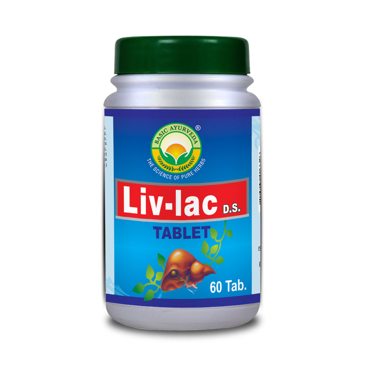 Basic Ayurveda  Liv-Lac Tablet (60 Tablet) | Helpful for Fatty liver | Helpful for Alcoholic liver problems | Helps to Protects the liver against alcohol infection | Helps to  Improve digestion & metabolism.