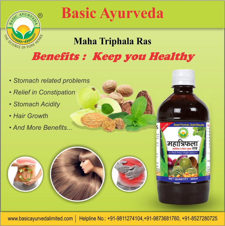 Basic Ayurveda Maha Triphala Ras  | Improves functions of liver | Relief in Constipation | Increase Hair Growth | Reduce Stomach Acidity | Reduces extra fat from body.