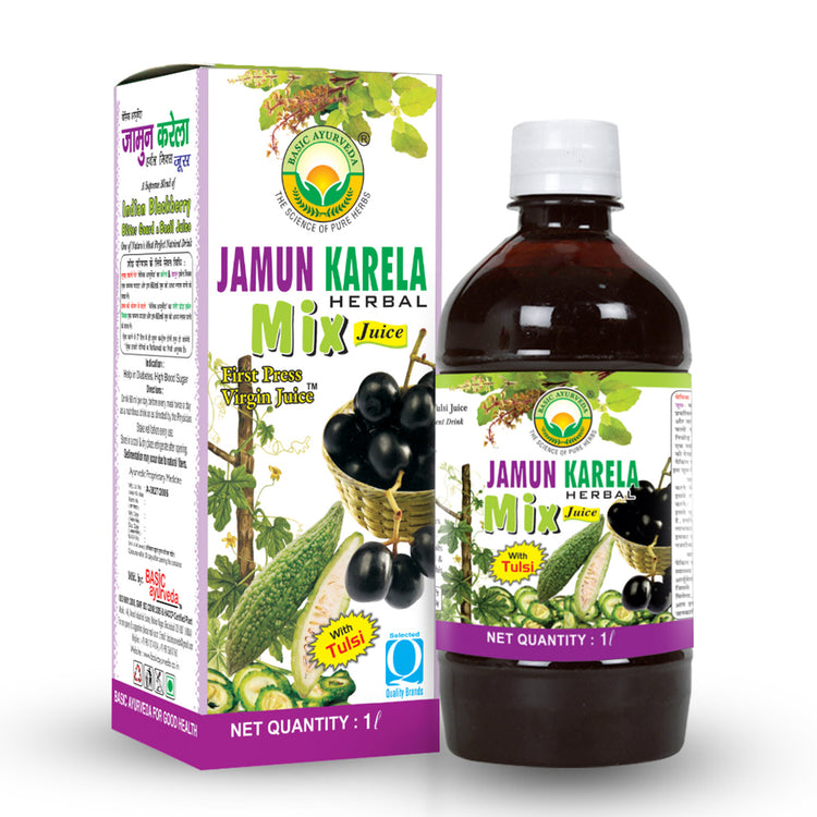 Basic Ayurveda Jamun Karela Herbal Mix Juice | Keep Skin Fresh | Good for Eye & Skin Health | Regulate Blood Sugar Level | Keeps Teeth and Gums Healthy | Natural Blood Purifier.
