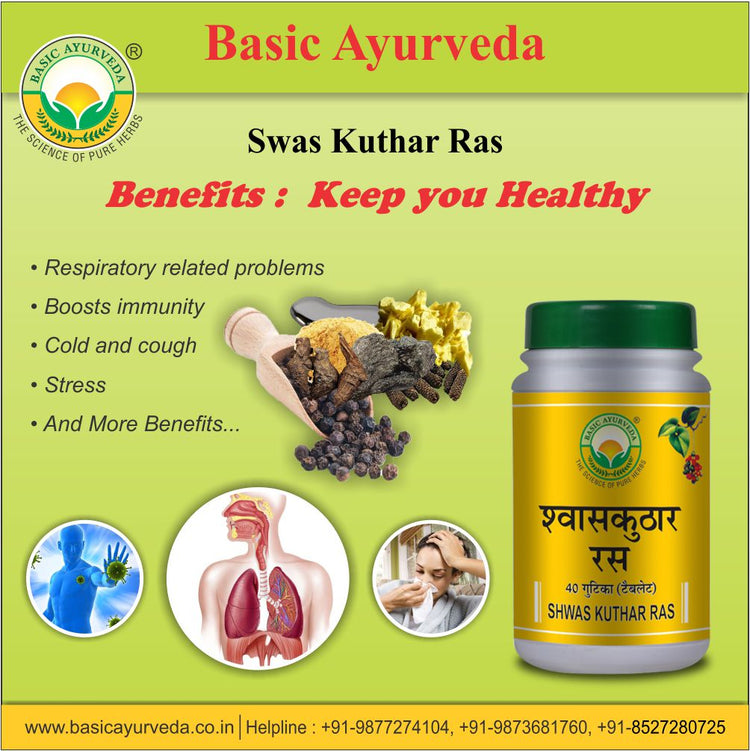 Basic Ayurveda Shwas Kuthar Ras 40 Tablet