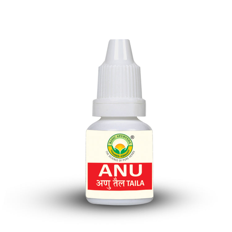 Basic Ayurveda Anu Taila 10 ml | It helps to treat problems affecting the ear | Nose | Head | It brings sound sleep otherwise disturbed by uneven breathing | Ability to cleanse the nasal passage.
