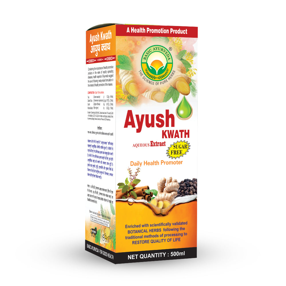 Basic Ayurveda Ayush Kwath Liquid Sugar Free 500Ml