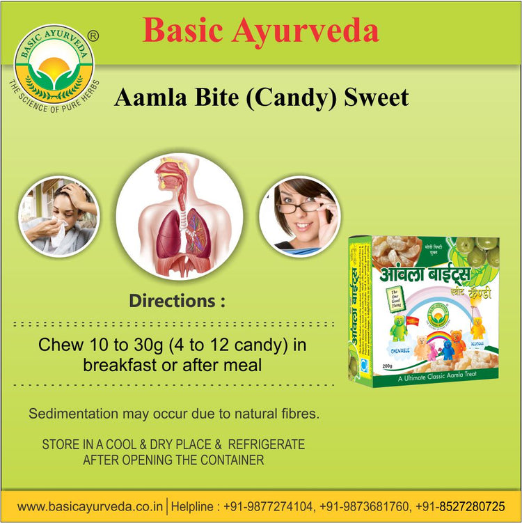 Basic Ayurveda Amla Bite (Gooseberry) Sweet Candy 250 Gram | Helps in boosting immunity | Regulates cholesterol level and reduces the risk of heart diseases | Improves digestion and metabolism | Controls blood sugar level and is beneficial for diabetes.