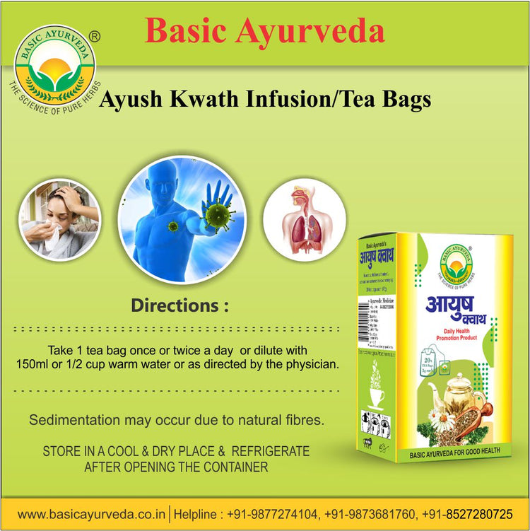 Basic Ayurveda Ayush Kwath Infusion/Tea Bags 20N (3 Gram)