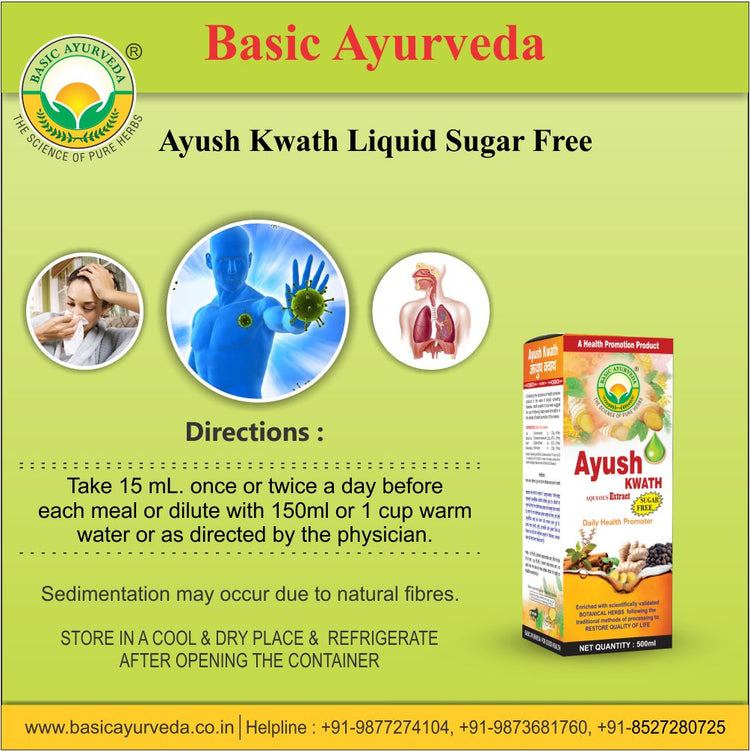 Basic Ayurveda Ayush Kwath Liquid Sugar Free 500Ml