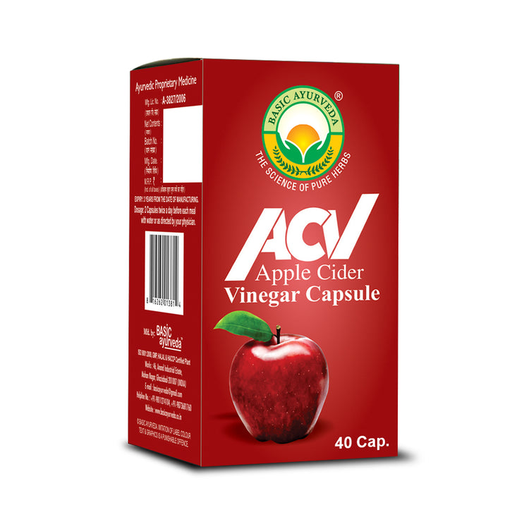 Basic Ayurveda ACV(Apple Cider Vinegar) (40 Capsules) | Enriched with the goodness of apples | Known to improve digestion | Beneficial for skin health | Helps to balance the blood sugar levels | Maintain the blood pH levels.