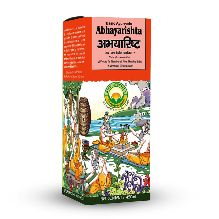 Basic Ayurveda Abhayarishta 450ml | Helpful in Constipation | Improve Urinary Function | Relieve in Stomach Bloating | Improve Liver Function | Useful in Piles.