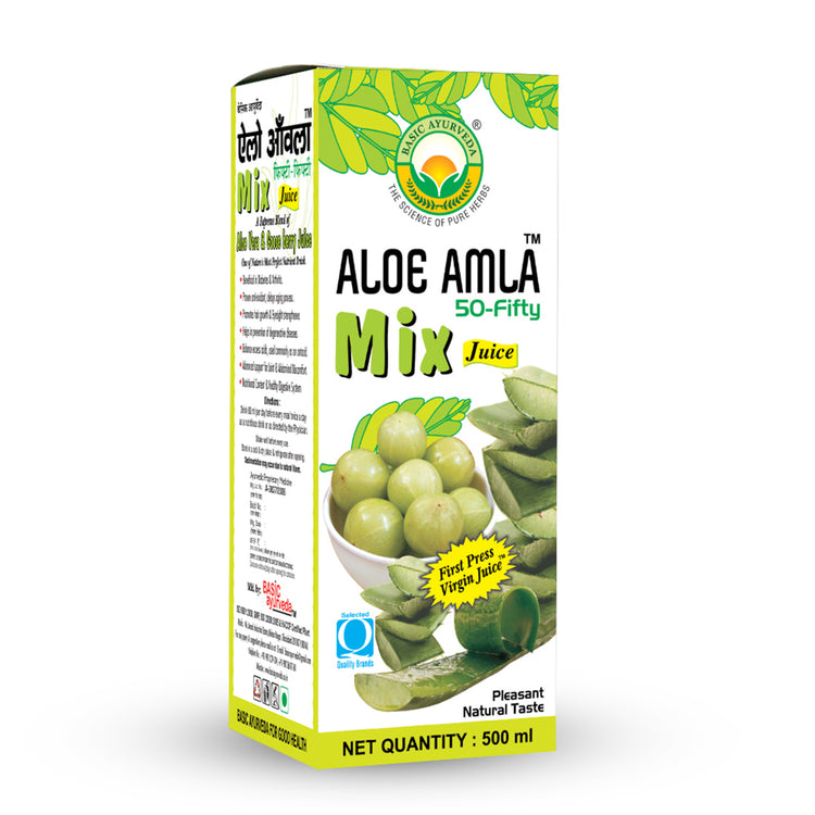 Basic Ayurveda Aloe Amla 50-Fifty Mix Juice |  Aloe Amla 50-Fifty Mix Juice | Boosts Immunity | No Added Sugar | Weight Management | Beauty Needs | Helps Flush Out Toxins.