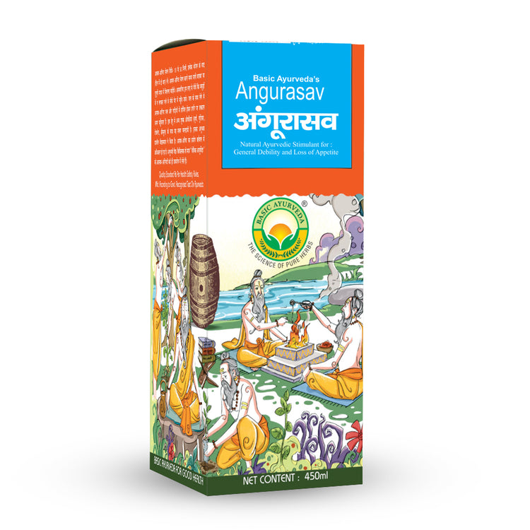 Basic Ayurveda Angurasav 450ml | Improve Appetite, cough, giving strength to the body | Digestive Strength | Reduce vata And kapha inside body | Helps in respiratory infection | Gives Strength to body.