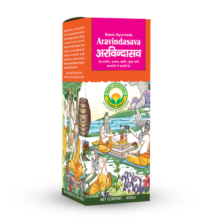 Basic Ayurveda Aravindasava 450ml | Digestive Problems | Improve Strength & Immunity | Useful in Cold & Cough | Appetite and Increases physical strength | Improves milestones in children.