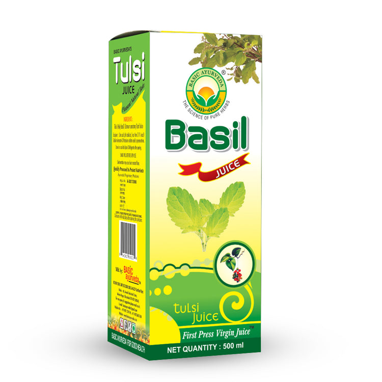 Basic Ayurveda Basil (Tulsi) Juice | 100% Organic Natural Herbal Juice | Helps Boost Immunity | Tulsi | Improve digestion | Blood purifier | skin related problems | Useful in Mouth Infection.