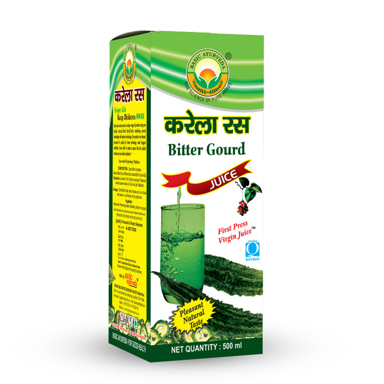 Basic Ayurveda Bitter Gourd(Karela) Juice |  |  Immunity and Digestion Booster |  Helps in maintaining blood sugar level | Helps in weight loss | Useful for glowing skin |  Control Cholesterol Level.