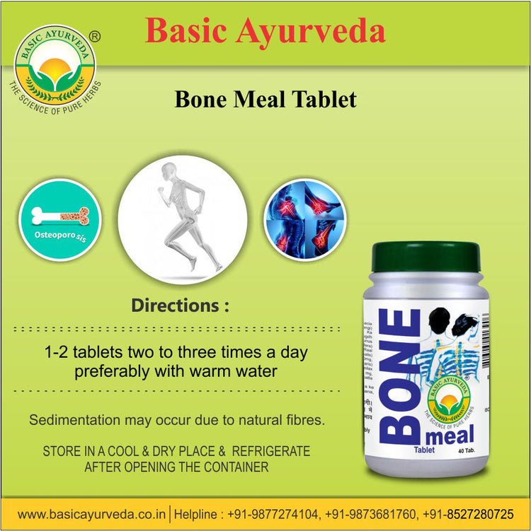 Basic Ayurveda  Bone Meal Tablet (40 Tablet) | Provides Natural Calcium to Bones | Helps in Low Bone Density | Helps in All Kind of Fractures | Helps in Osteoporosis | Improve immunity power|