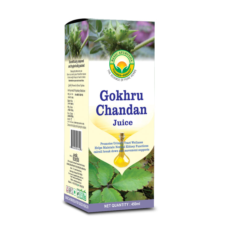 Basic Ayurveda Gokhru Chandan Juice | Maintain normal Kidney Function | Promotes Urinary tract wellness | There are asbestos and gallstones | Increasing urine and cleansing.