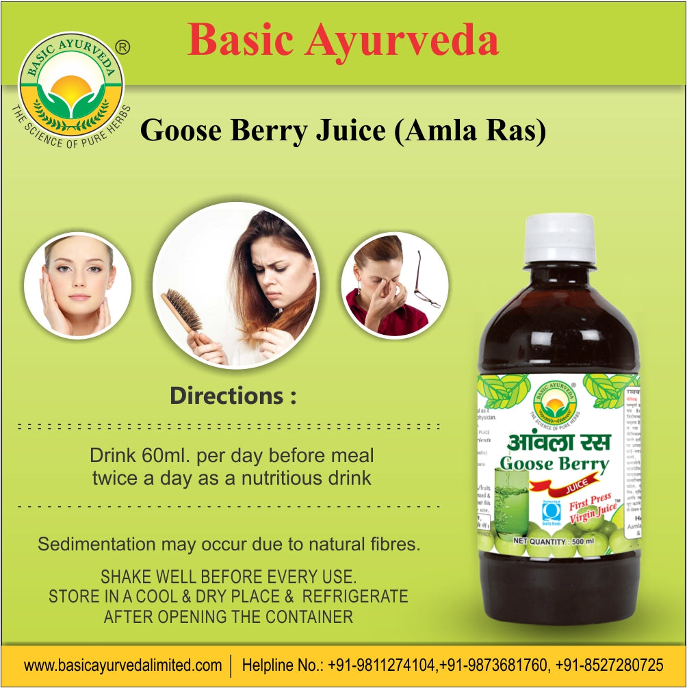 Basic Ayurveda Goose Berry Juice(Amla Ras)  | Increases the Muscle Tone | Advanced support for heart | Improves Eyesight | Strengthens Teeth, Nails | Increases Hemoglobin.
