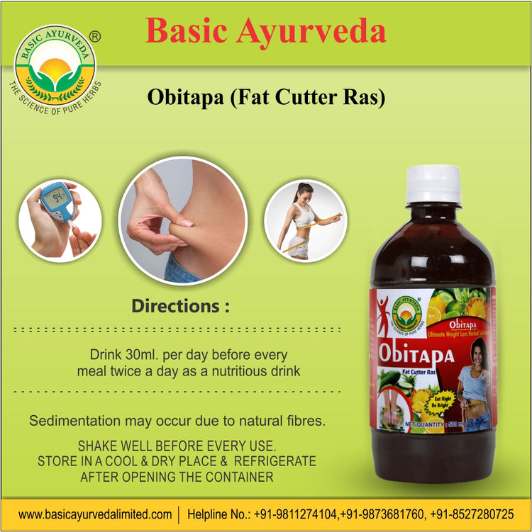 Basic Ayurveda Obitapa (Fat Cutter Ras)  | Reduce belly fat | Improve Digestion | Control blood sugar level | Useful in obesity | Increase Bone strength.