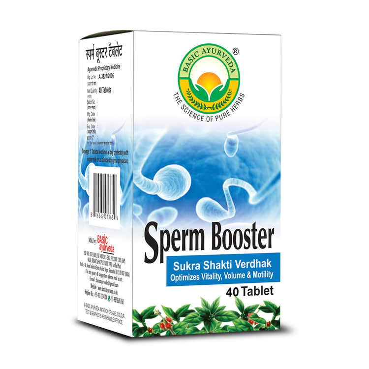 Basic Ayurveda  Sperm Booster Sukra Shakti Vardhak (Optimize Vitality, Volume & Motility) 40 Tablet