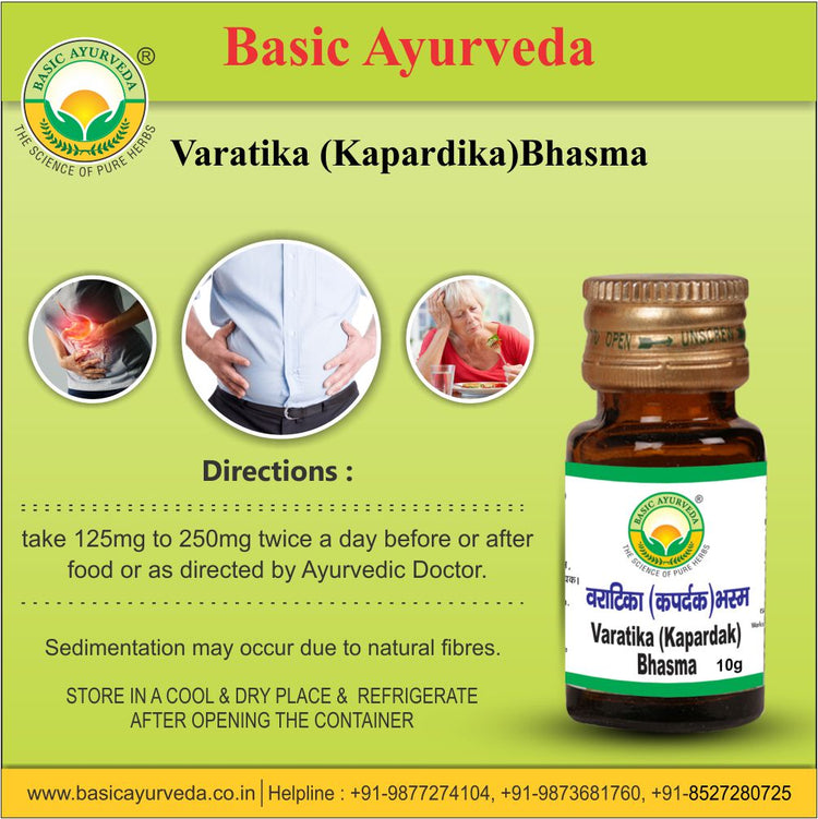 Basic Ayurveda Varatika (Kapardika)Bhasma 10 Gram