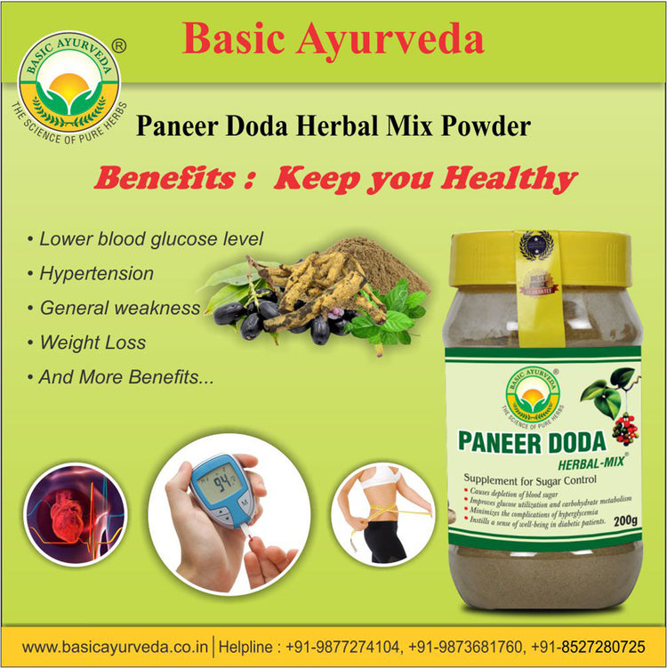 Basic Ayurveda Paneer Doda Herbal-Mix Powder Supplement For Sugar Control 200 Gram