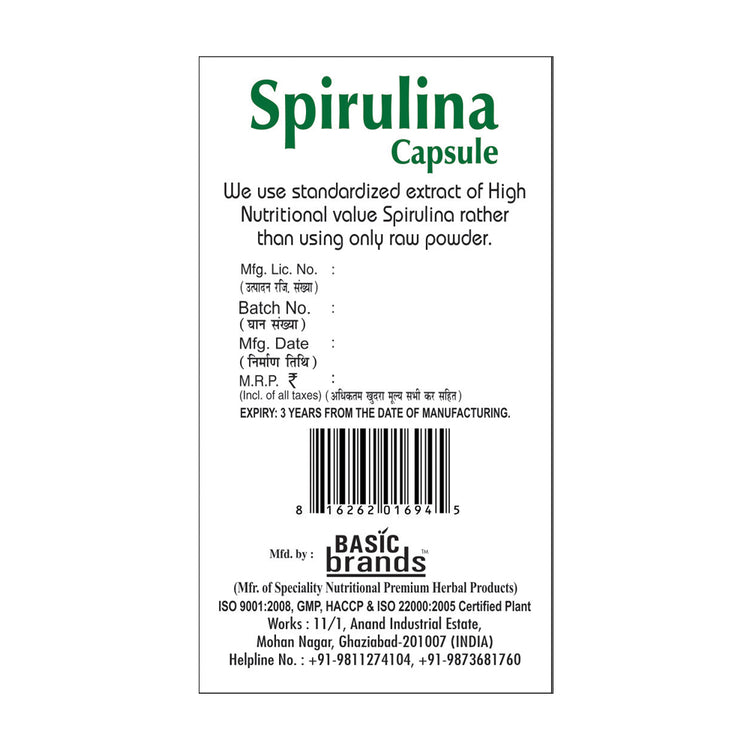 Basic Ayurveda Spirulina 30 Capsule