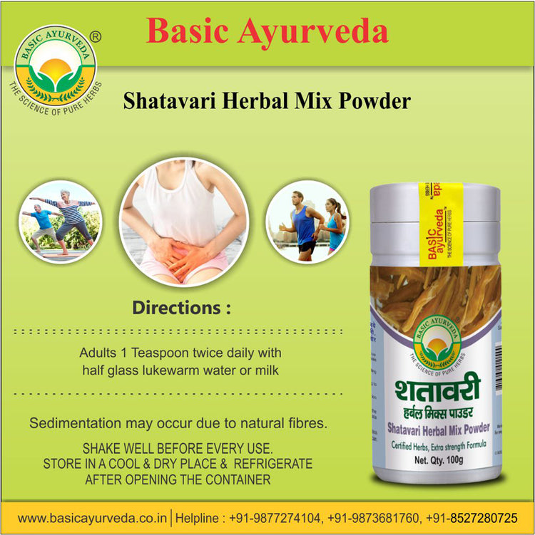 Basic Ayurveda Shatavari Herbal Mix Powder 100 Gram
