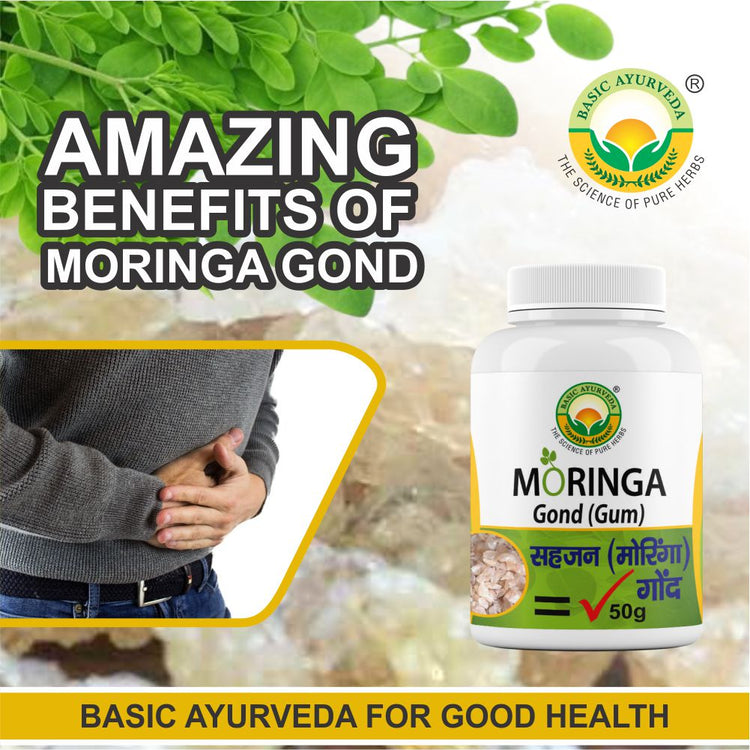 Basic Ayurveda Moringa Gond (Gum) Sounjana Sahjan (Moringa Olifera) Gond -  Plant based product | For Joint Pain Relief