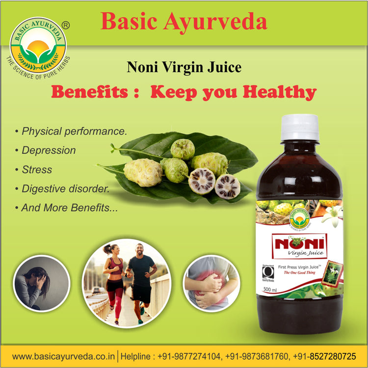 Basic Ayurveda Noni Virgin Juice 500ml  | Improve Immunity | Helpful in Pain and Inflammation | Improve Skin Condition | Useful in Depression | Improve Liver Health.