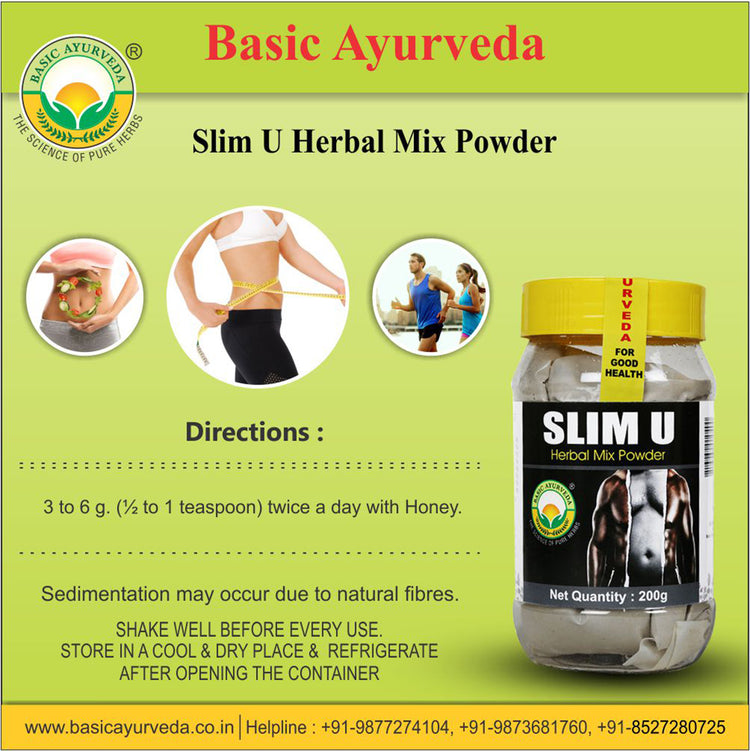 Basic Ayurveda Slim U Herbal Mix Powder 200 Gram