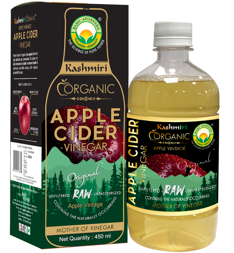 Basic Ayurveda Kashmiri Organic Apple Cider Vinegar 450ml | With Mother Of Vinegar |  Contains The Naturally Occurring | With The Goodness Of Raw Apples | A Daily Dose Of Wellness