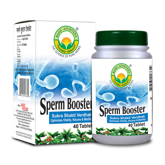 Basic Ayurveda Sperm Booster Sukra Shakti Vardhak (Optimize Vitality, Volume & Motility) 40 Tablet