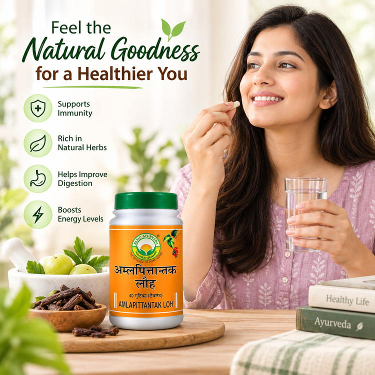 Basic Ayurveda Amalpitanytak Loh 40 Tablet | Helpful for  Acidity | Helpful in Gastritis | Helpful in Vomiting | Helpful in Abdominal Pain.